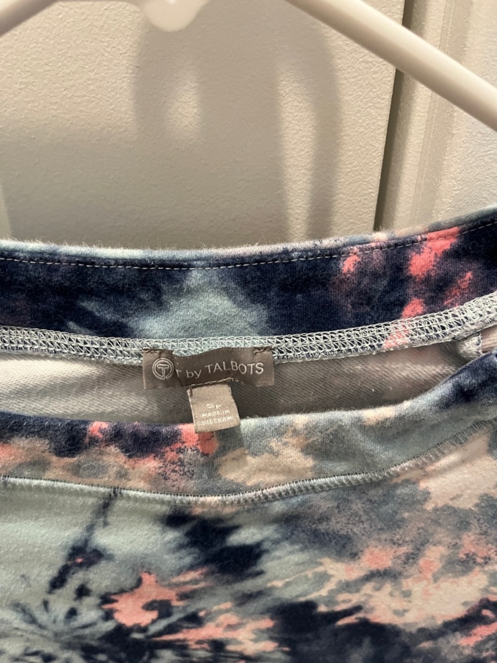Talbots T by Talbots Tie-Dye Crewneck Sweatshirt in Blue & Pink - Picture 2 of 4